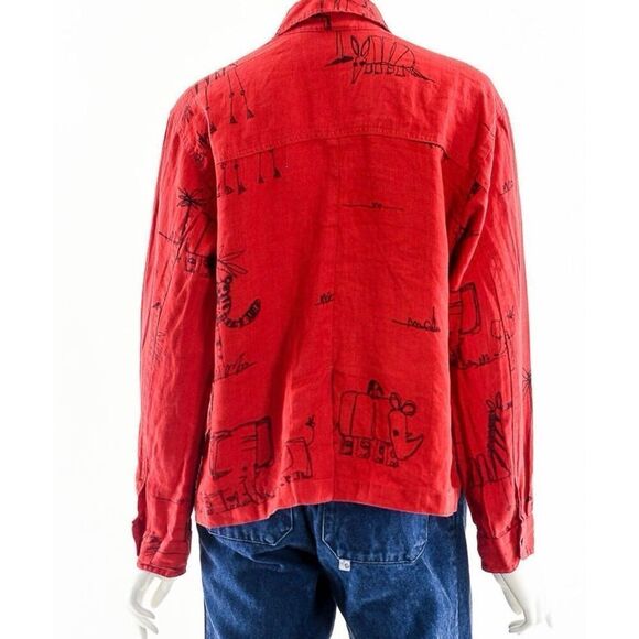 ✨Chico’s Animal Safari Linen Button Down Sz 1 Shirt✨ - Picture 9 of 10